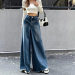 Woman High Waist High Street Wide Leg Jeans Female Loose Designer Pants Girls Fashion Y2k Blue Light Blue Gothic Denim Trousers RT220