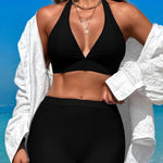 2025 High Waist Bikini Solid Halter Swimsuit Women Sexy Swimwear Female Bathers Bathing Swimming Swim Suit Beachwear RT220