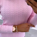 Korean Autumn/winter Fashion Women's Sweater Elegant 2024 Casual Knitted Sweater Pullover Slim Fit O-Neck Solid Color Sweater RT220
