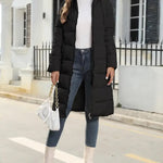 Winter New Hooded Mid Length Slim Fit Warm Long Sleeve Solid Color Jacket For Women,3 Colors RT220