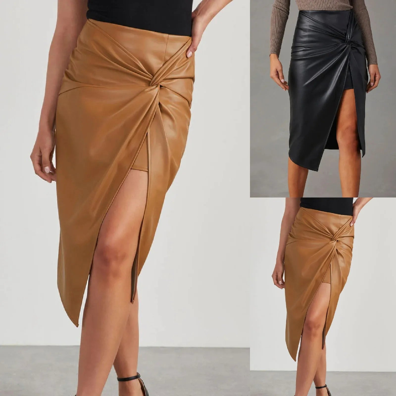 Beach Cover up Skirt Slit Mid Length Sexy Hottie Hip Hugging Leather Skirt For Women In Autumn And Leopard Print Mini Skirt RT220
