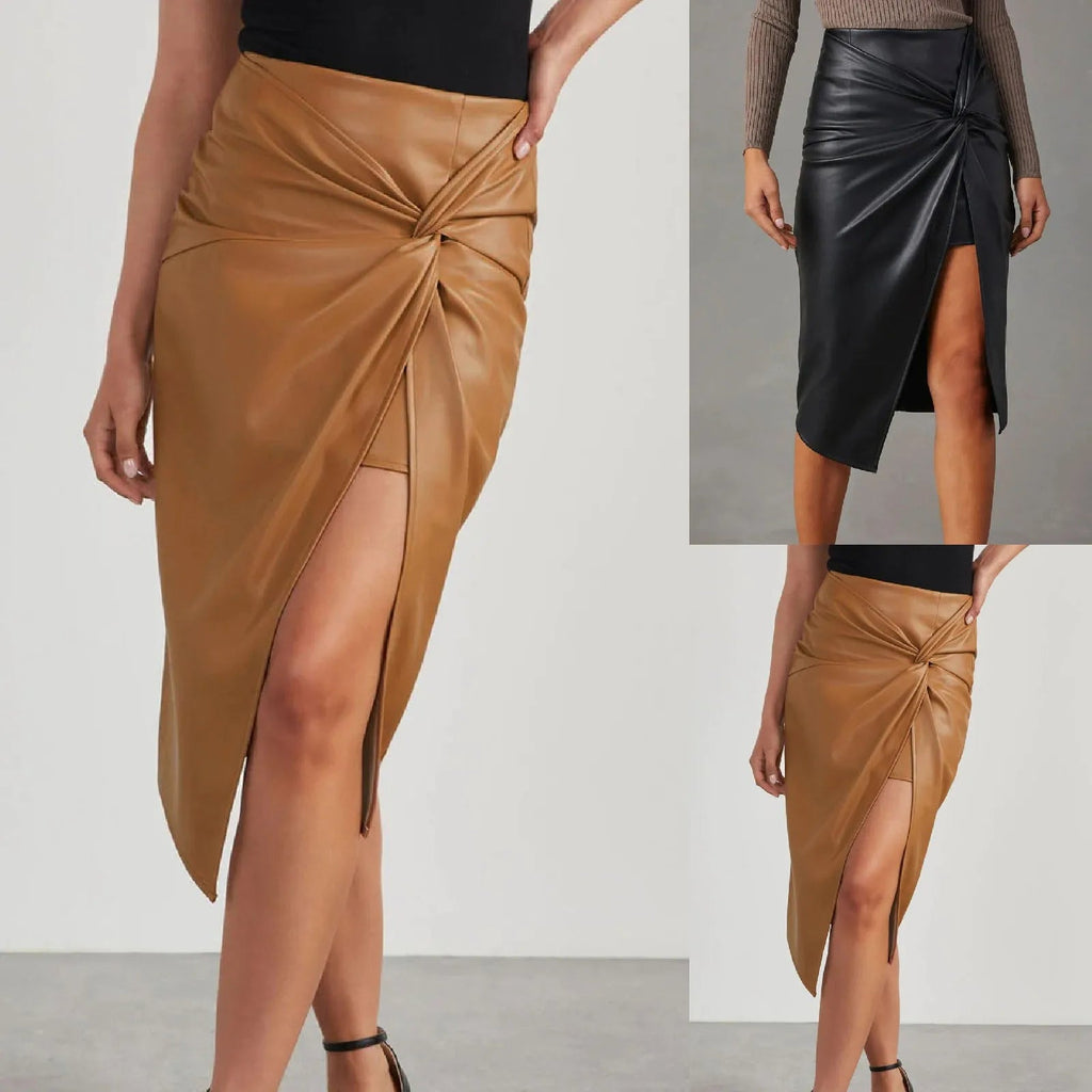Beach Cover up Skirt Slit Mid Length Sexy Hottie Hip Hugging Leather Skirt For Women In Autumn And Leopard Print Mini Skirt RT220