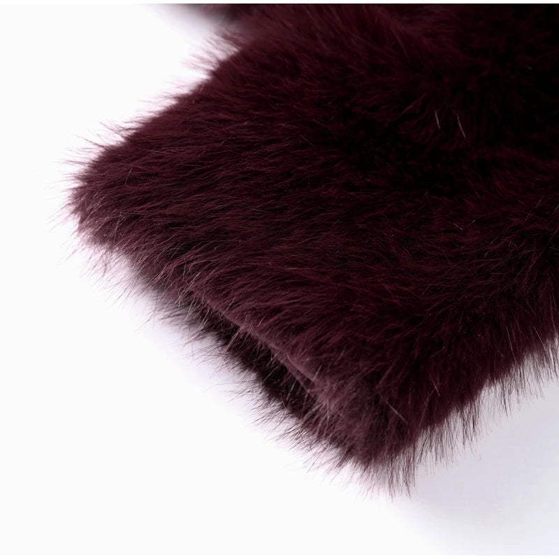 Luxury Lapel Faux Fur Short Coat For Women Casual Fluffy Full Sleeve Warm Female Jacket Autumn Winter Lady Commuter Outerwears﻿ RT220