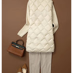 Women Sleeveless X-long Ultra Light Down Jackets 2024 New Arrivals Autumn Winter Korean Fashion V-neck Liner Vest Down Coats 3XL RT220