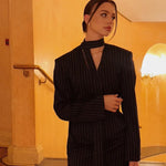 Trendix Elegant Blazer 2 Piece Sets Women V Neck Patchwork Scarf Lace Up Jackets Femme Bodycon Skirt And Commuting Blazers Suits RT220