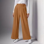 2024 New Pantalones De Mujer Women's Wide Leg Pants Elastic High Waisted Knit Casual Palazzo Pants Trousers With Pockets RT220