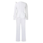 Luxury Jumpsuits & Rompers for Women Round Neck Beaded Transparent Sleeve High Waisted Elegant Female Birthday Party Overalls RT220