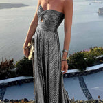 Sleeveless Chest Wrapping Dress Summer Women Sexy Hollow Out Solid Strapless Ladies Maxi Party Dress Fashion Streetwear Vestidos RT220