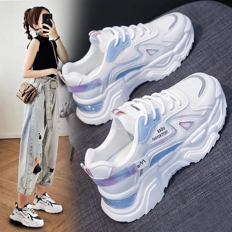 2025 Sneakers Women Platform Flat Shoes Woman Shoes Green Casual Trainers Ladies Chunky Sneakers Women Shoes RT220