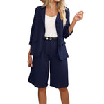 Formal Shorts Suit Knee Length Pants Lady Business Outfit Cardigan Plus Size Lady Coat Shorts Set Daily Wear RT220