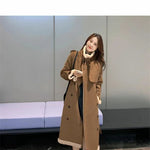 2024 Autumn Winter New Medium Long Double-breasted Lambswool Suede Woolen Coat Women Add Velvet Padded Warm Fur One Woolen Coats RT220