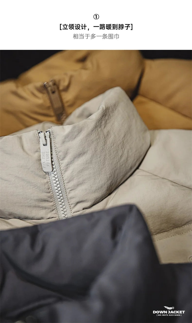 Maden Women Down Jacket Autumn Winter 90% White Duck Down Thickened and Warm Stand Collar Outerwear Coat Windproof Jacket RT220