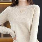 100% Merino Wool Knitted Sweater Autumn/Winter 2024 New Women's Round Neck Hollow Top 11 Color Pullover Versatile Coat NJR1107 RT220