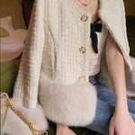 Autumn Winter Women's White Imitation Fox Fur Single Breasted Short Jacket New High-Quality Cotton/Non Cotton Wool Coats RT220