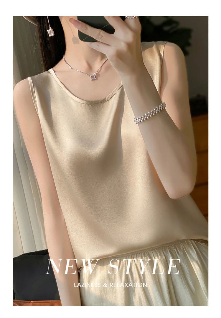 Women Tops Solid Spring Summer Casual Crop Tops Sexy O-neck Tank Tops Office Lady Pink White Top 2024 Fashion Korean Tank Top RT220