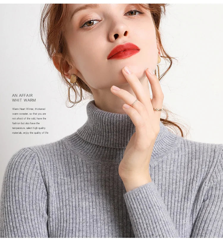 Women Fall Turtleneck Sweater Knitted Soft Pullovers Cashmere Jumpers Basic Soft Sweaters For Women 2025 Autumn Winter RT220