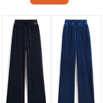 Golden Velvet Wide Legged Pants 2024 Spring and Autumn High Waist Hanging Good Casual Pants Blue Loose Straight Women's Pants6XL RT220
