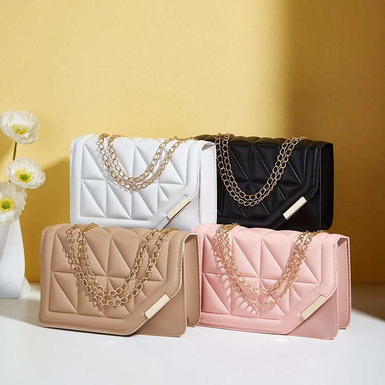 Black Luxury Handbags And Purse Women PU Leather Messenger Shoulder Bag Plaid Female Crossbody Bag Tassel Quilted Brand RT220