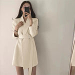 New 2025 Spring Summer Mid-length Small Thin Suit Vintage Belt Korean Fashion Casual Temperament Blazers for Women Clothing RT220