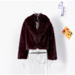 Luxury Lapel Faux Fur Short Coat For Women Casual Fluffy Full Sleeve Warm Female Jacket Autumn Winter Lady Commuter Outerwears﻿ RT220