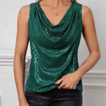 Women Top Shiny Glitter Sequin Sleeveless T-shirt Vest Tank Tops Fashion Sexy Camis New Cocktail Party Clubwear Evening T-shirts RT220