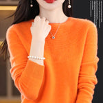 100% Merino Wool Knitted Sweater Autumn/Winter 2024 New Women's Round Neck Hollow Top 11 Color Pullover Versatile Coat NJR1107 RT220