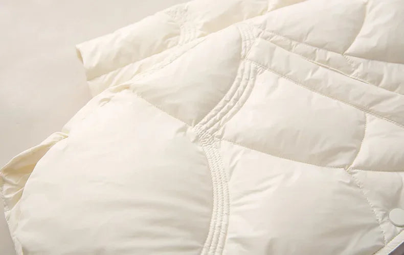 2024 Winter New Fashion Stand Collar X-Long Women Down Jackets Female Casual Loose Ultra Lightweigh White Duck Down Warm Coat RT220