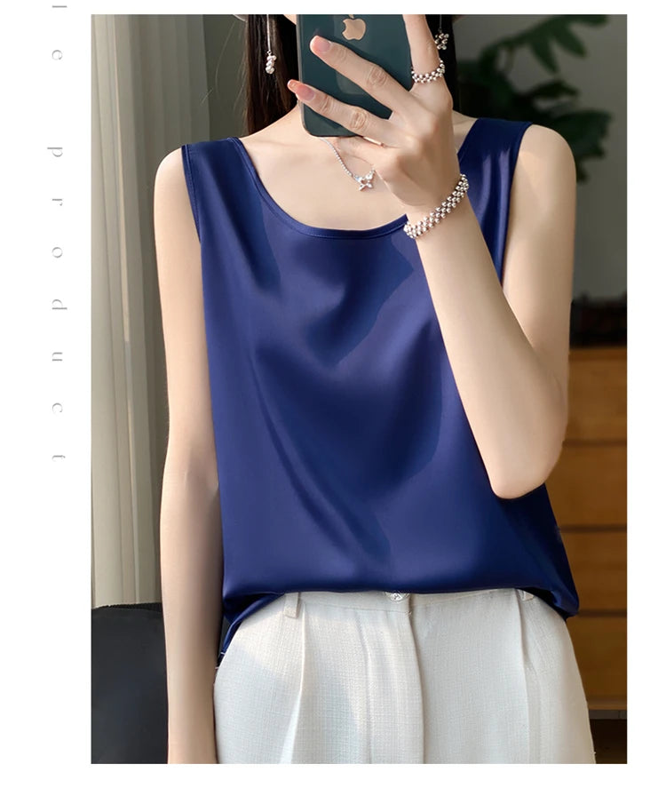 Women Tops Solid Spring Summer Casual Crop Tops Sexy O-neck Tank Tops Office Lady Pink White Top 2024 Fashion Korean Tank Top RT220