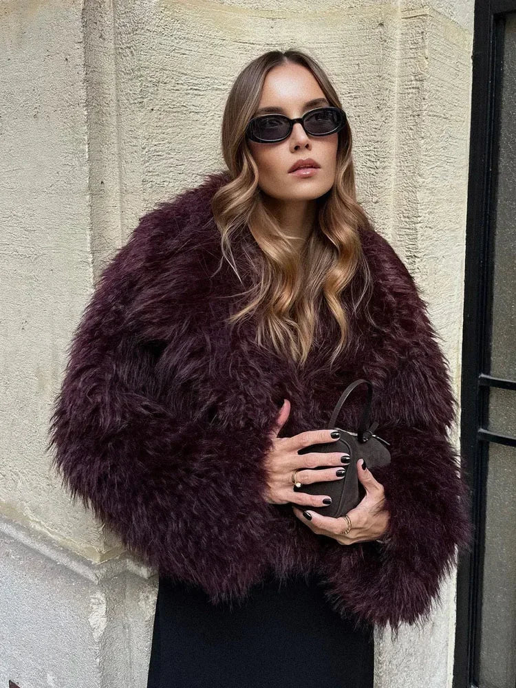 Solid Thicken Fur Coat For Women Long Sleeves Ladies Faux Fur Coats Winter Fashion Elegant Turn Down Collar Female Warm Overcoat RT220