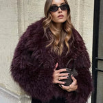 Solid Thicken Fur Coat For Women Long Sleeves Ladies Faux Fur Coats Winter Fashion Elegant Turn Down Collar Female Warm Overcoat RT220