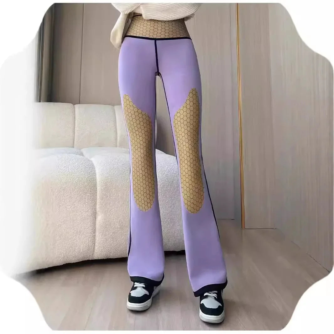 Thickened Black Gold 600g Micro Flared Shark Suit Women's Outerwear High-Waisted Slimming Bell-Bottom Pants High Elasticity RT220