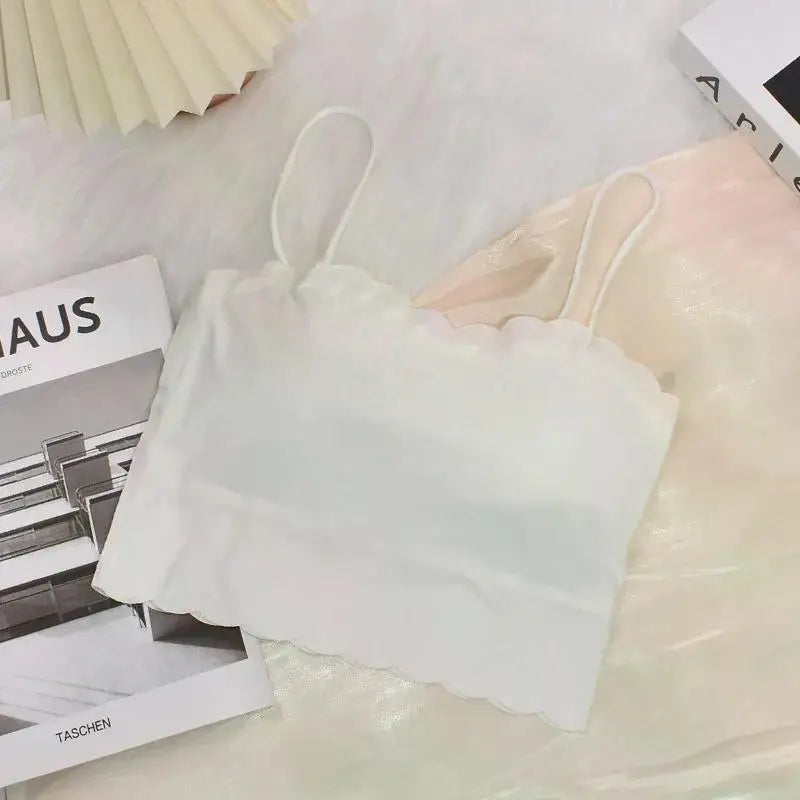 2024 Fashion Summer Sexy Sports Bras for Women Push Up Lingerie Ice Silk Seamless Word Sling Female Tube Top White Top Tanks RT220