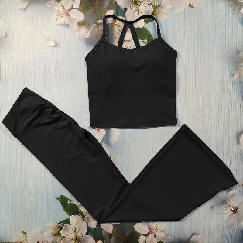 Sexy Flared Leggings Women's Running Pants Scrunch Butt Trousers Cross Waist Sports Tights Woman Skin-Friendly Workout Leggin RT220