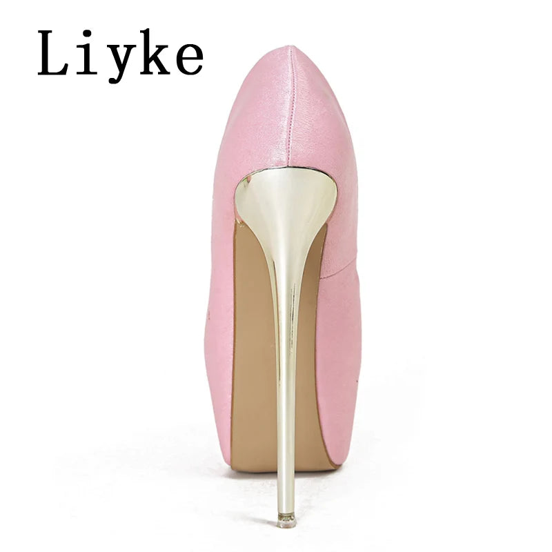 Liyke Sexy Peep Toe Party Nachtclub Stripper Pole Dance High Heels Wedding Prom Shoes Stiletto Women Platform Pumps Size 34-45 RT220