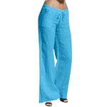 Women White Cotton Linen Pants Casual Low Waist Lightweight Wide Leg Pants Streetwear Bottom Sweatpants Hiking Pants For Women RT220