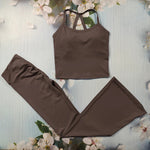 Sexy Flared Leggings Women's Running Pants Scrunch Butt Trousers Cross Waist Sports Tights Woman Skin-Friendly Workout Leggin RT220