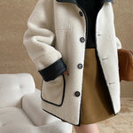 [LANMREM] Faux Fur Thick Warm Coats Lapel Single Breasted Office Lady Elegant Female Outwear Fashion 2025 Winter New 26C1095 RT220