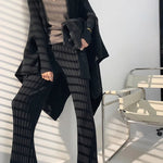 Autumn Winter Casual Thick Knitted Pant Women Long Trousers Elastic High Waist Kniting Wide Leg Pants Striped Pantalon RT220