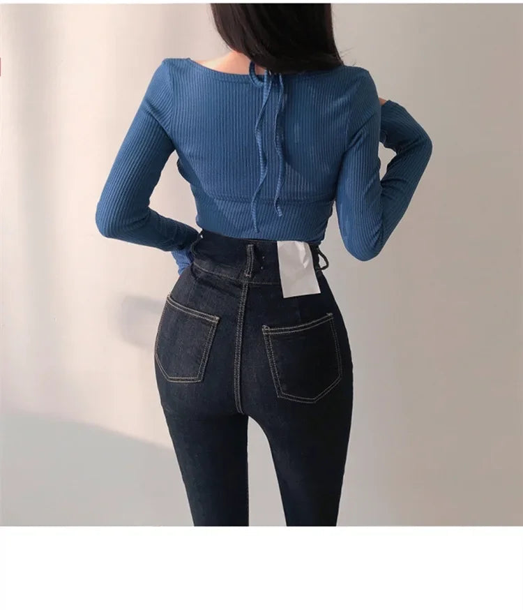 Sexy Tank Top Cropped Inner Strapless Long Sleeve Cover Up Outer Wear 2-piece Set Women's Summer Fashionable Suit RT220