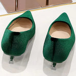 Western Style Fashion Simplicity Party Women Shoes 4.5cm Thin Heels Mid-heels Shallow Pointed Toe Flock Ladies Shoes Wine Red RT220