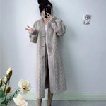 Women Fur Cardigan Thickened Long 2024Autumn Winter V-neck Jacket Female Loose Simple Leisure With Buttons Casual Faux Fur Coat RT220