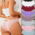 Women Cotton Panties 3PC Sexy Lace Brazilian Panties Cotton Low Rise Underwear for Female Bow Hollow Out Soft Intimates Lingerie RT220