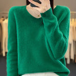 2024 New Womens Basic V-neck Pullover Sweater 100% Merino Wool Long Sleeve Cashmere Knitwear Autumn Winter Female Clothing Tops RT220