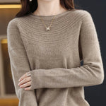 100% Merino Wool Knitted Sweater Autumn/Winter 2024 New Women's Round Neck Hollow Top 11 Color Pullover Versatile Coat NJR1107 RT220