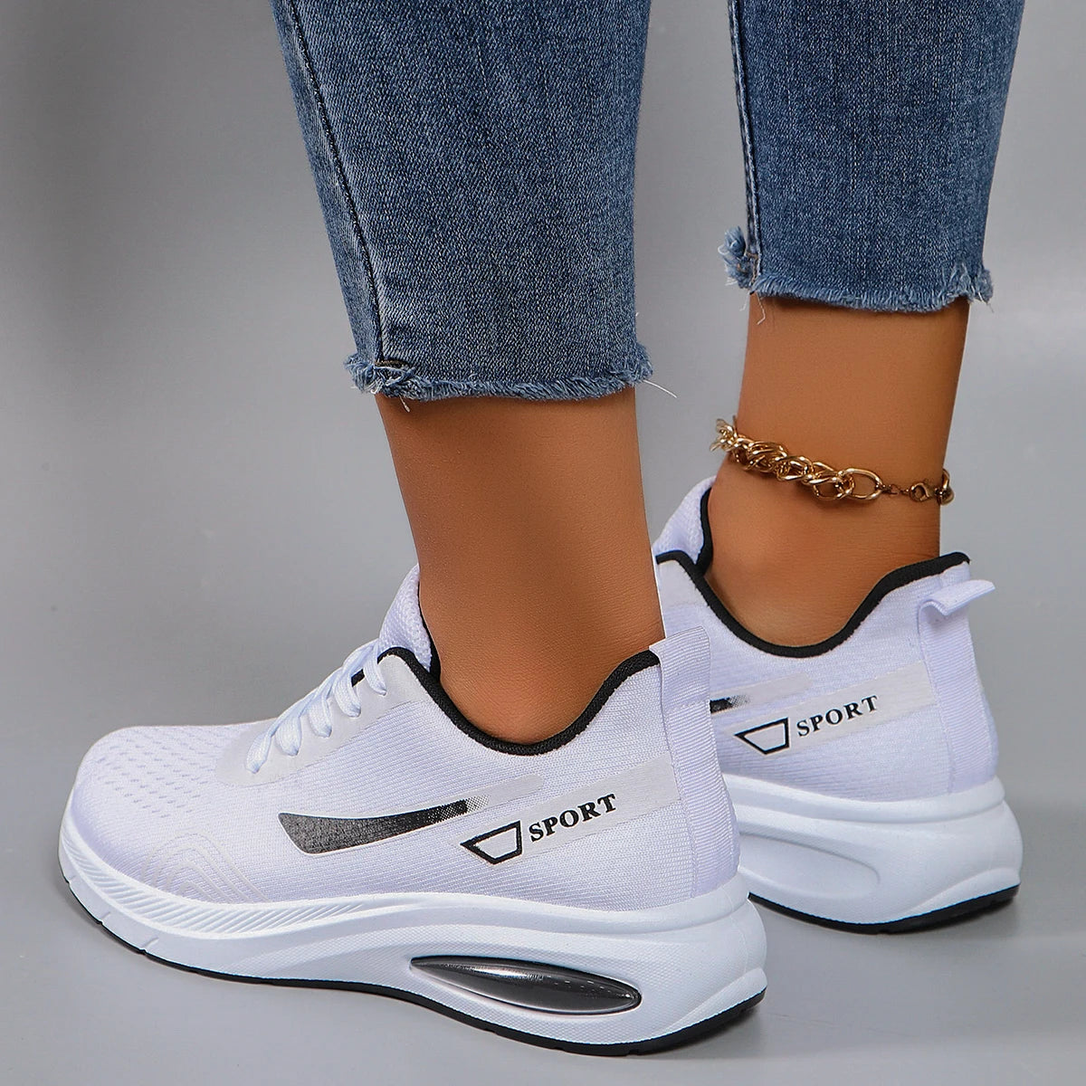 Spring new women's sports shoes, fashionable, breathable, lightweight, non-slip, wear-resistant, casual sports shoes, flat shoes RT220