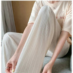 Thin Summer Wide-leg Pants Ice Filament Permeability Women Spring  Women Elastic Waist Stright Long Wide Leg Pants Casual Female RT220