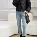 Women Leather Down Jacket Winter 2025 High End Genuine Sheepskin Down Coat Outdoor Thicked Warm Short Puffer Jacket Streetwear RT220