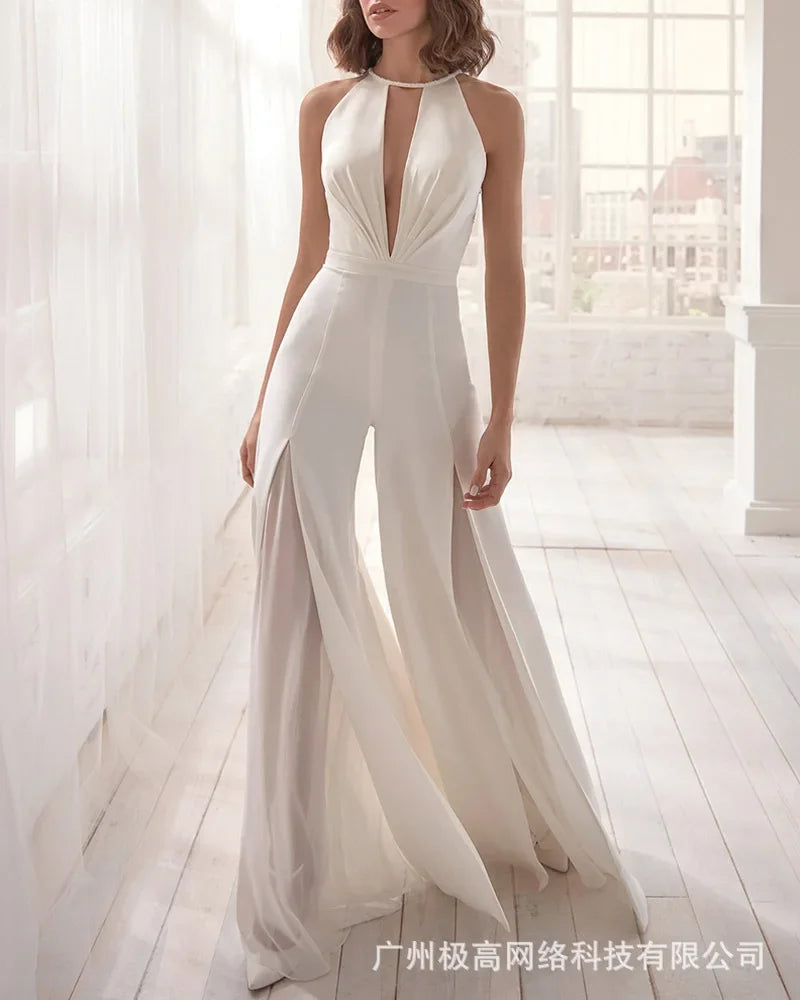 Cutout Lace Patch Sheer Mesh Ruched Jumpsuit Women High Waist Spring Summer Overall Jumpsuits Pants High Waist RT220