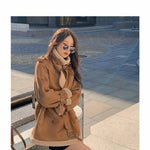 2024 Autumn Winter New Medium Long Double-breasted Lambswool Suede Woolen Coat Women Add Velvet Padded Warm Fur One Woolen Coats RT220
