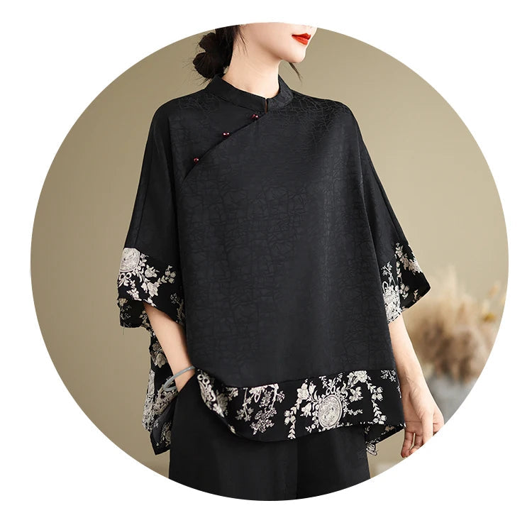 Oversized Summer Pullover T-Shirt Tops Women Print Patchwork Fashion Casual Loose Pleated Ladies Blouses Short Sleeve Woman Tops RT220